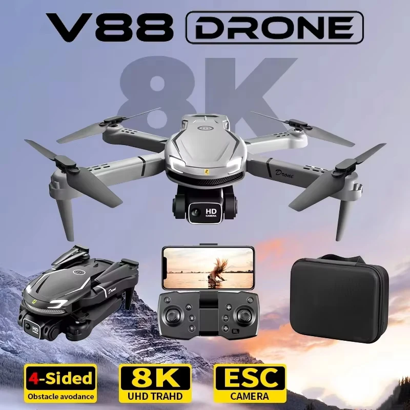 Regalo caldo Giocattolo 2025 V88Pro RC Drone professionale 4K 1080P Grandangolo HD 360 Evitamento ostacoli Telecamera Pieghevole Elicottero WIFI FPV