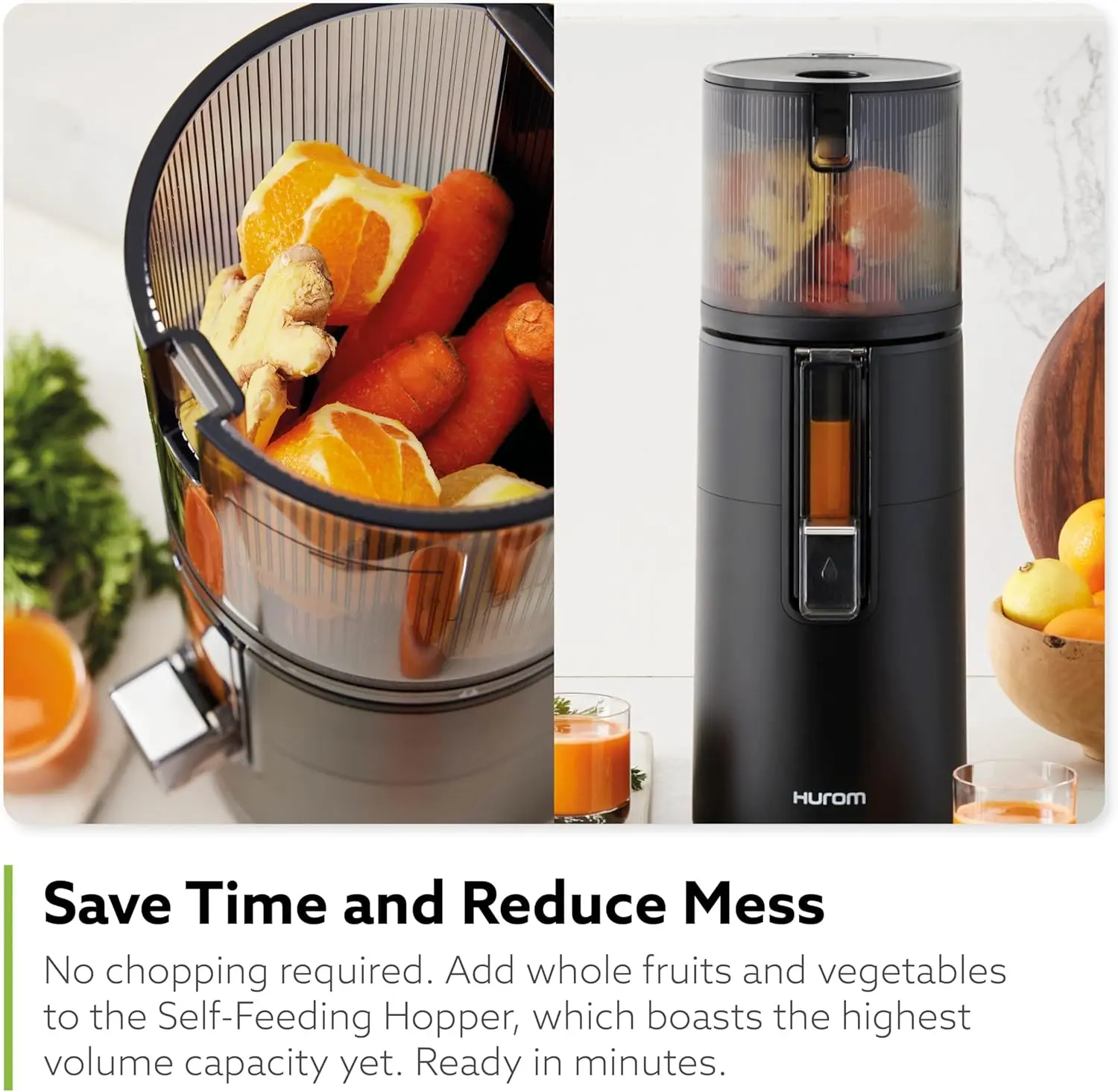 H400 Easy Clean Slow Juicer, Matte Black Hands Free  Hopper Fits Whole Produce  Quiet Motor | Scrub Free Cleaning | BP 5