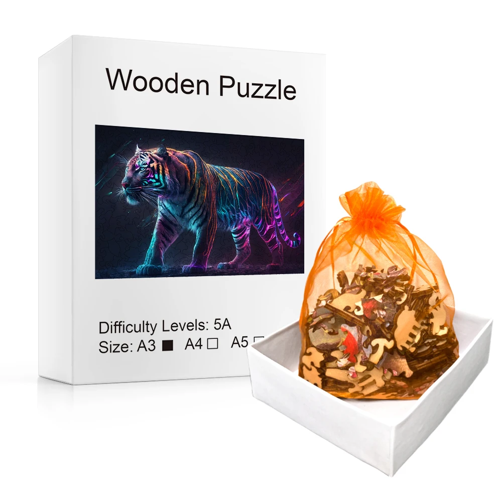 Creative psychedelic tiger wood puzzle adult children educational toys family games Christmas gifts