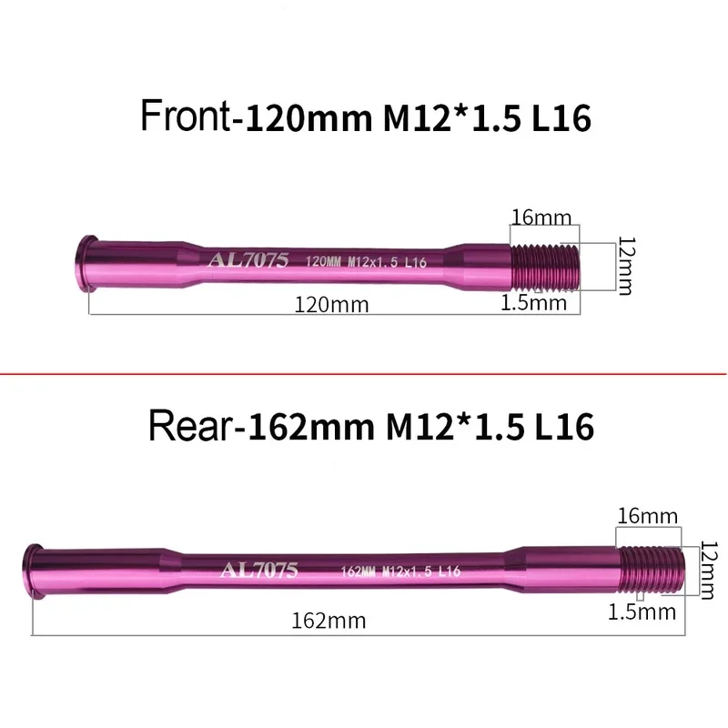 더블 엔드 포트 120MM/리어 162MM M12*1.5 L16 쓰루 액슬 AD350/300/500/RT380/RS360/RS450 초경량 자전거 액세서리