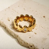 Shiny Crystal High End Non Tarnish Fashion Geometric Open Gold Plated Stainless Steel Rings for Women Wedding Ring Jewelry Gifts - Image 2