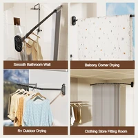 No Drill Sucker Folding Rod Shower Curtain Set Invisible Shower Partition Bathroom Dry-wet Separation Waterproof Retractable 6