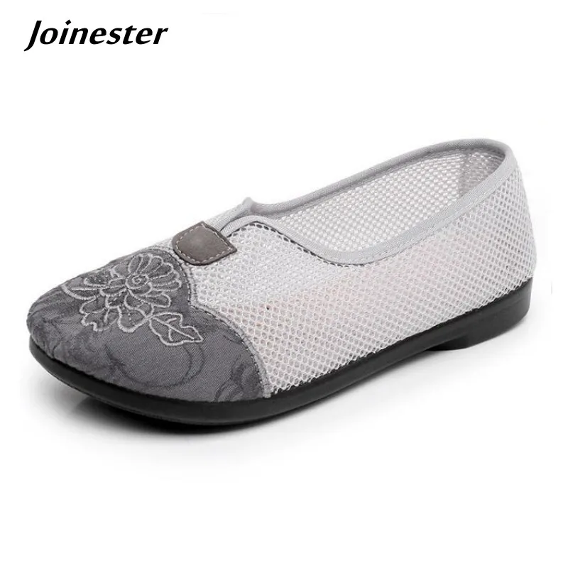 

Breathable Mesh Slip on Summer Loafers for Women Lightweight Embroidered Round Toe Comfort Flat Shoes Ladies Retro Casual Shoe