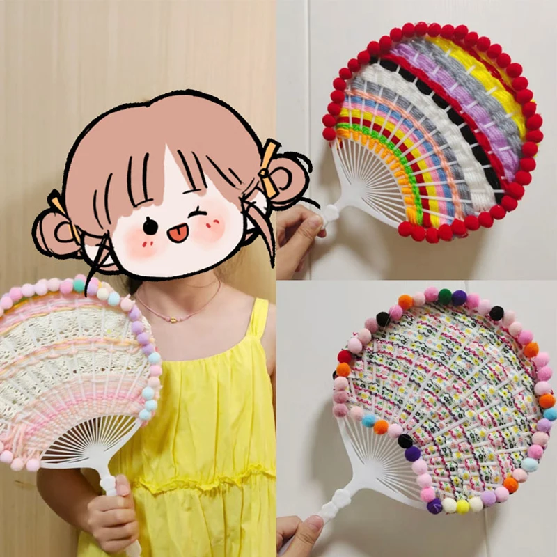 White Plastic Japanese Fan Uchiwa 10-Piece DIY Kit Hand-held Fan Framework hand fan