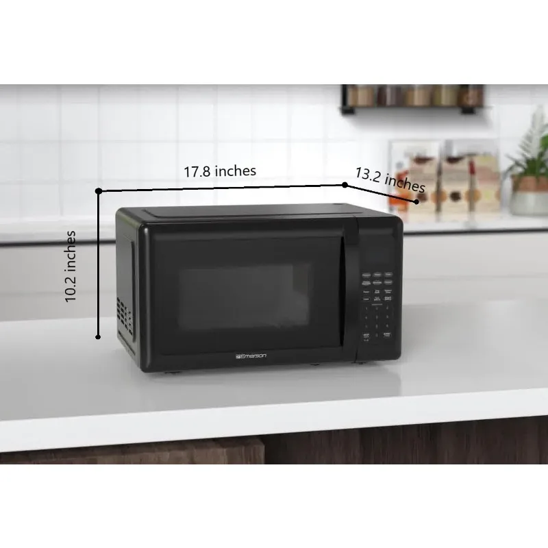 Compact countertop microwave with LED display, 700W, 10 power levels, 6 auto menus, glass turntable and child safety lock 5