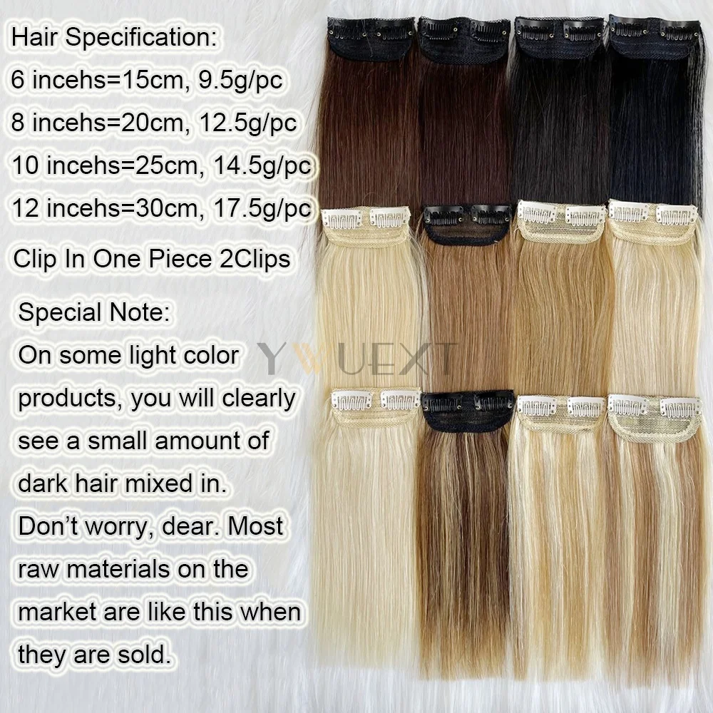 Mini Clip In One Piece Hair Pad On Both Sides Real Natural Human Hair Remy For Women 2Clips in Human Extensions