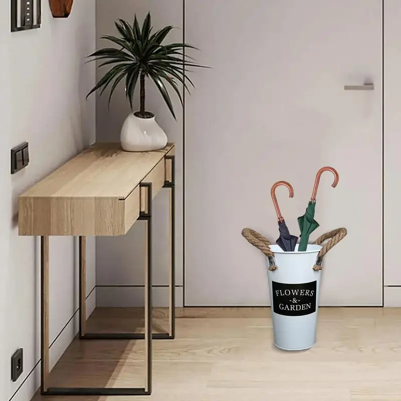 Umbrella Holder Vintage Metal Stand with Handles Indoor Strong Free Standing Round Organizer umbrella holder