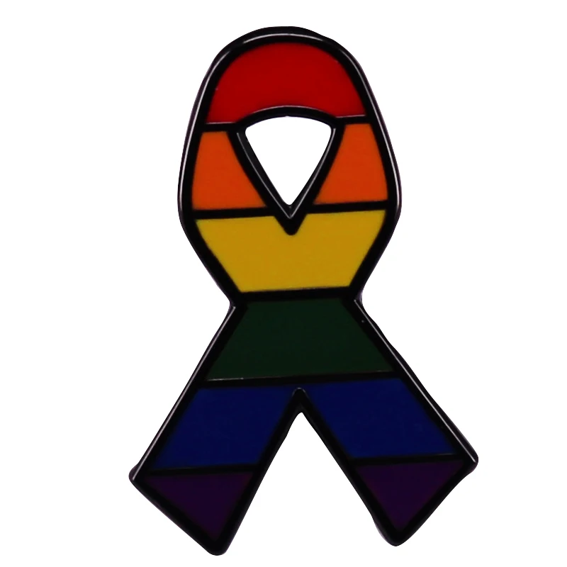 

A2258 LGBT Design Rainbow Rainbow Ribbon Pride Awareness Pin Brooch Metal Pins Badge Denim Enamel Lapel Jewelry Gift