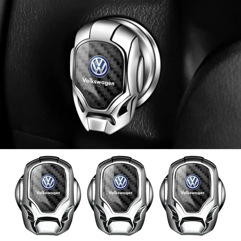 1Pcs 자동차 원 클릭 시작 보호 커버 폭스 바겐 골프 제타 티구안 투란 TSI TDI R32 용 내부 버튼 장식 스티커