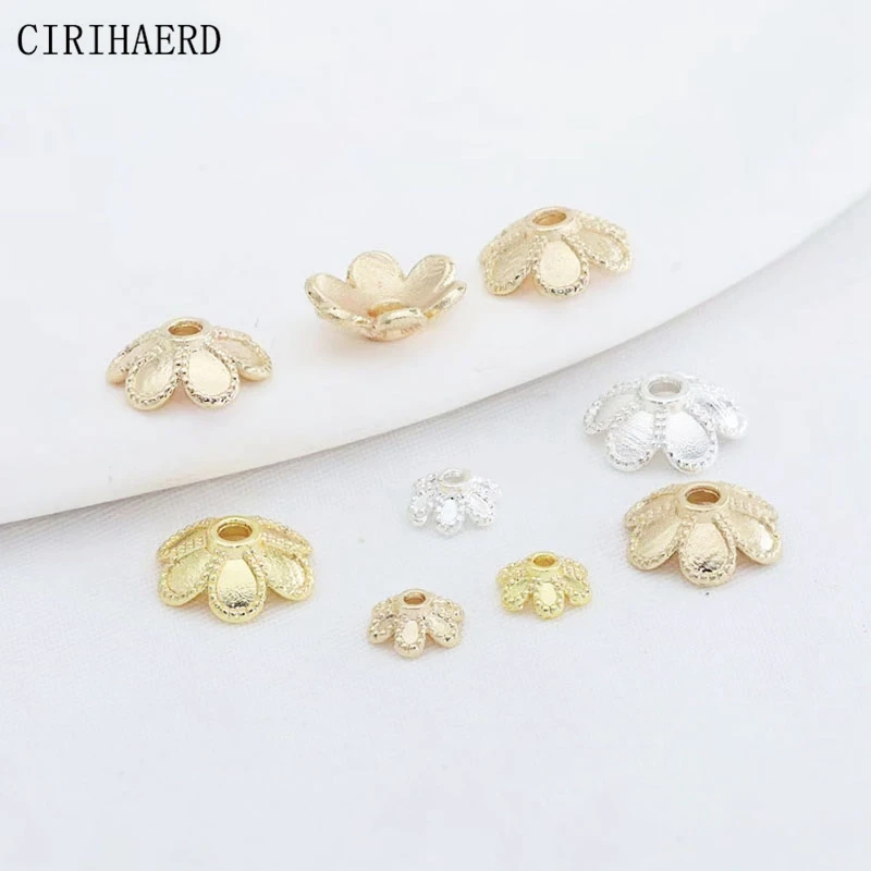 

30/50pcs Flower Bead End Caps 14K/18K Gold Plated Beads Caps For Diy Necklace Bracelets Jewelry Accessories Supplies Findings
