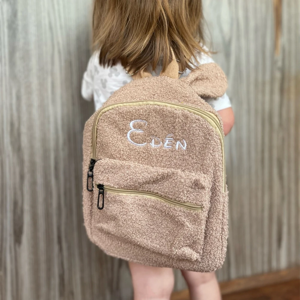 

Personalized Name Rabbit Ears Plush Backpack Custom Boys Girl's Kindergarten Schoolbag Kids Outgoing Plush Snack Backpacks