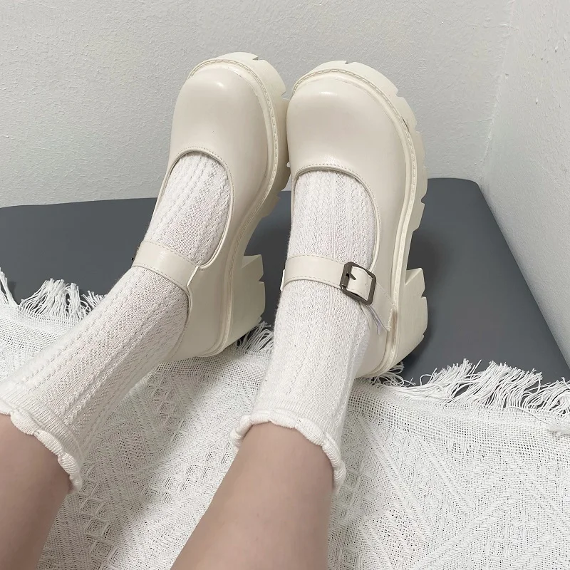 White Mary Jane Lolita Shoes Japanese Students JK Female High Heel Uniform College Girl Shoes Platform Shoe Ladies Vintage Pumps 3