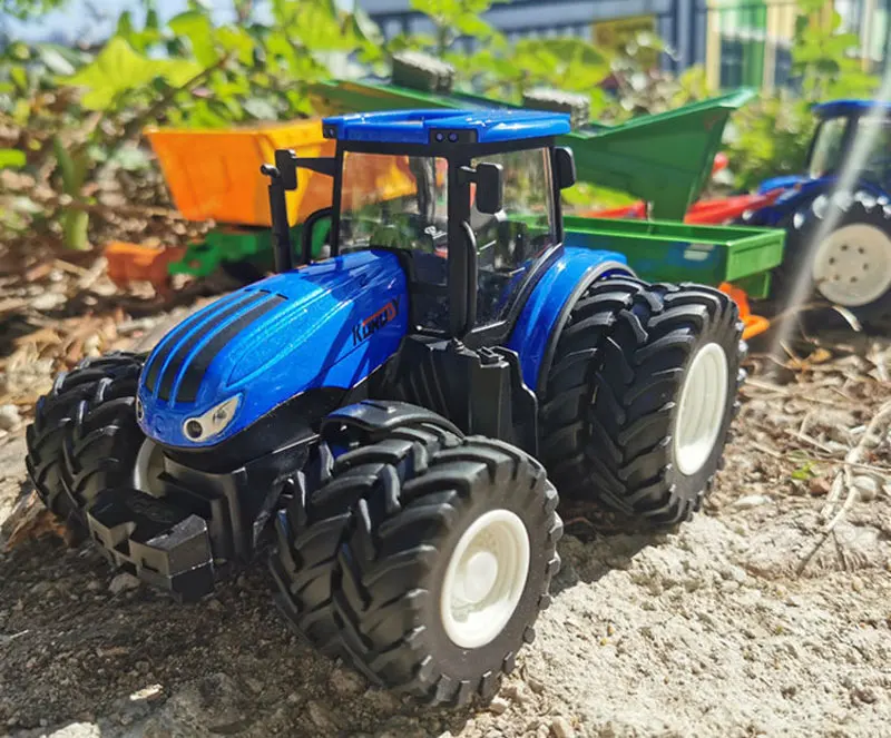 Kit Tracteur Avec Remorque – 4 Véhicules Miniatures Agricoles En Alliage Pour Enfants Dès 3 Ans