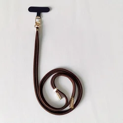 Versatile Anti - Drop Adjustable Phone Lanyard - Durable Solid Color Crossbody Strap - Polyester / Nylon (Brown)