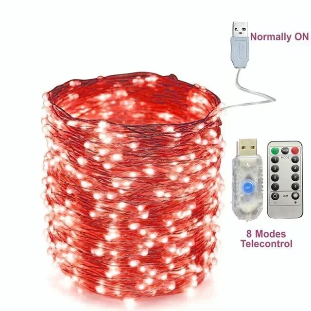 ตัวเลือกสินค้า โคมไฟ USB LED รีโมทคอนโทรล 8 ฟังก์ชั่น ตกแต่งบ้าน งานแต่งงาน คริสต์มาส
