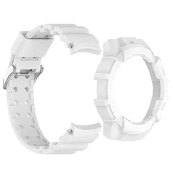 Silicone Armor Protective Case with Strap for Smartwatch, 2-in-1 Design (White)