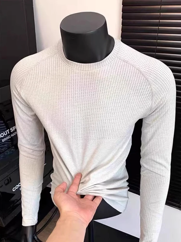 ay Long Sve Fitn T-irt Men's Slim Fit Breathable Qui Dry Training Wear Comfortable Soft round Ne Top for Autumn