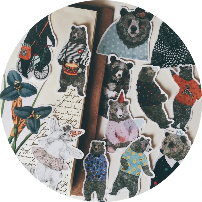 12PCS 귀여운 곰 스티커 공예품 및 Scrapbooking 스티커 책 학생 라벨..