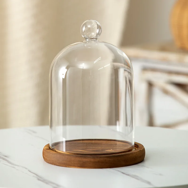 15*17cm Big Size Ball Top Glass Dome Vase Home Deocration Antique Base Transparent Cover Wedding Live Prop Birthday Gift 3