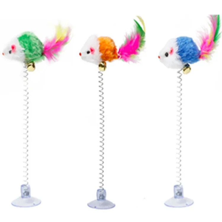 Cartoon Pet Cat Toy Stick Feather Rod Mouse Toy with Mini Bell Cat Catcher Teaser Interactive Cat Toy Kitten игрушки для кошек 
