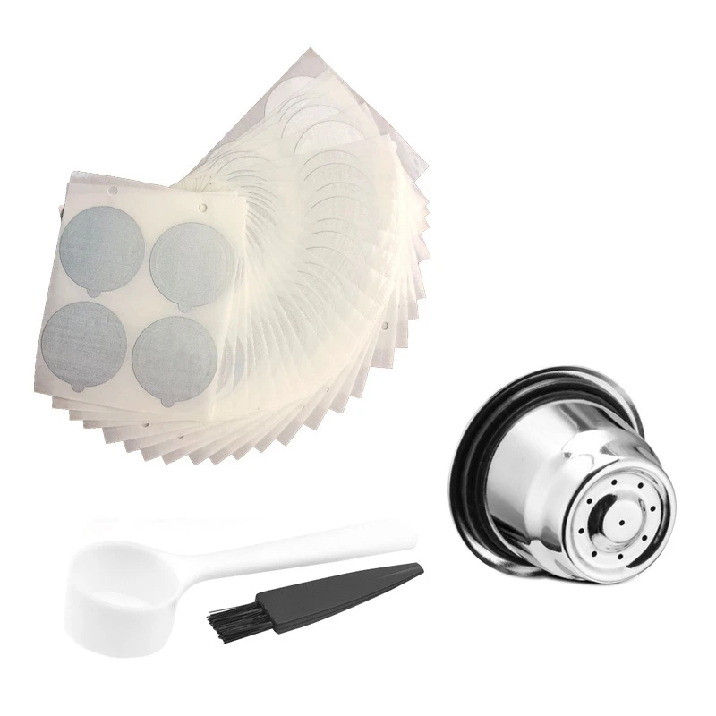 Confezione Da 1 Capsule Nespresso Riutilizzabili Con Coperchi In Lamina Da 100-Cialde Da Caffè Riutilizzabili In Acciaio Inossidabile Per Macchine Nes