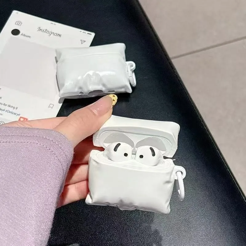 Cute Little Headrest Headphone Cover for Apple Airpods 1/2 Pro Pro2 3 4 Silicone Soft Case with Hairball Pendant