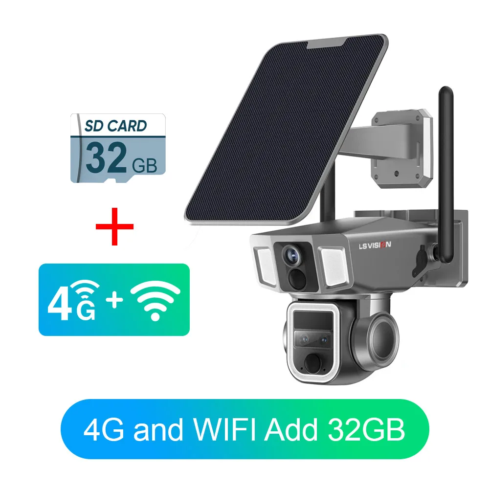 LS VISION-كاميرا أمان شمسية خارجية ، 4G وwi-fi ، 1...