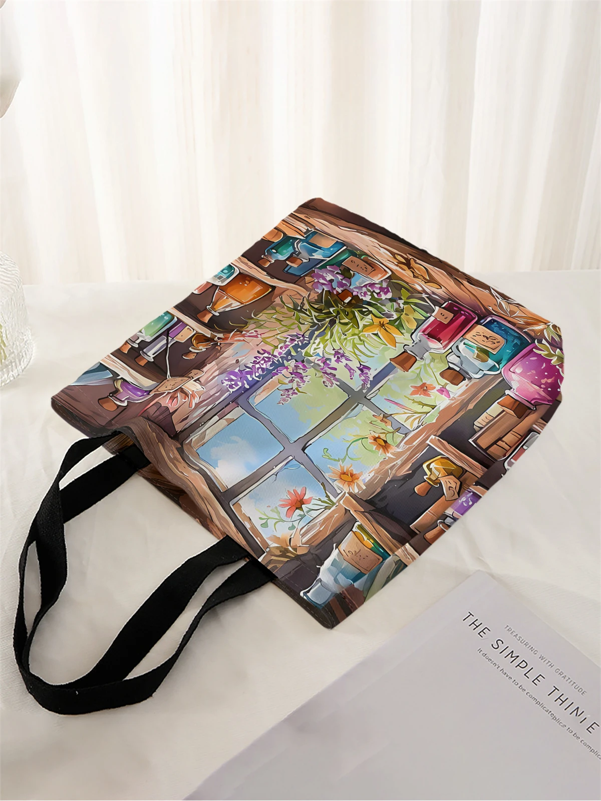 1pc,retro checkered handbag, reusable fashionable handbag, multifunctional handbag, printed canvas shopping bag