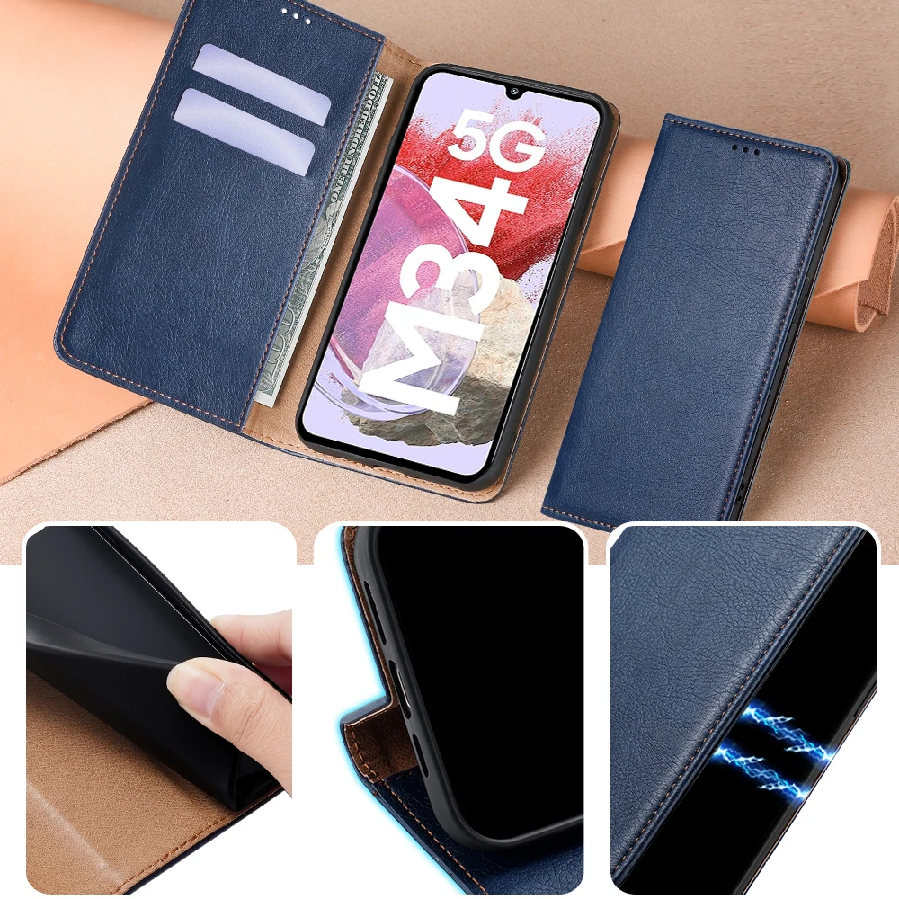 Fashion Leather Wallet Case for Samsung Galaxy M34 M04 M13 M54 M14 M32 M31S M31 M21 M10 Magnetic Flip Case with Card Slots Funda