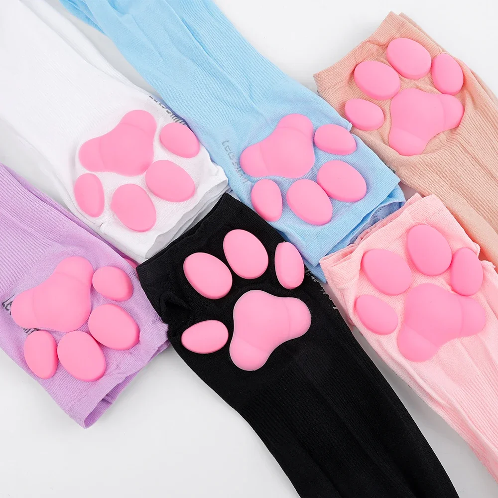 3D Cute Cat Claw Sunscreen Sleeve Sun Protection Gloves Kawaii Cat Claw Fingerless Sleeves Lolita Cosplay Mitten Accessories women fingerless anime gloves arm warmers goth knitted kawaii lolita gloves wrist sleeves harajuku mittens y2k white accessories