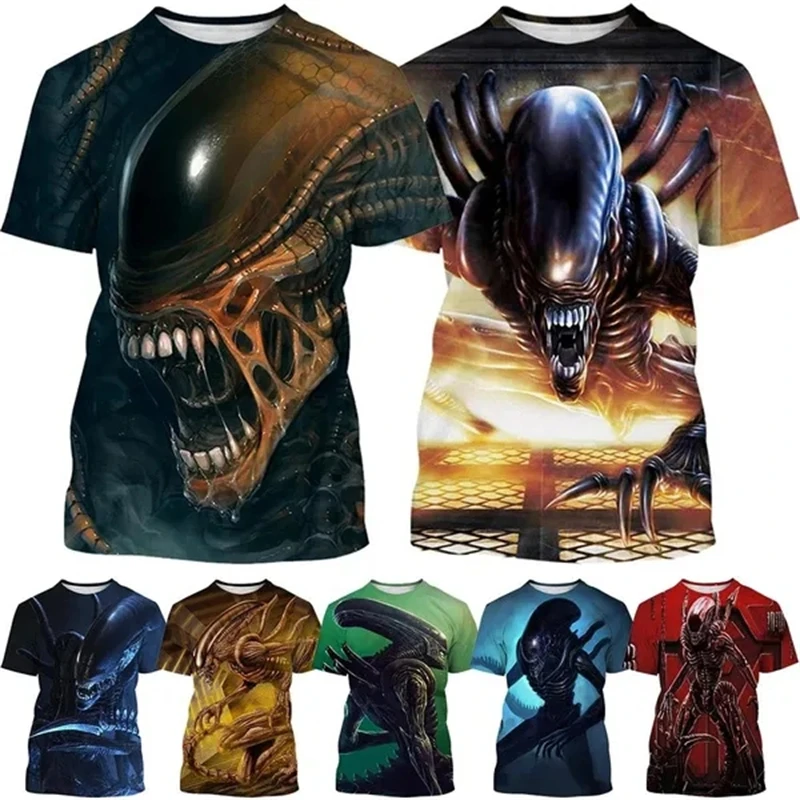 Product Xenomorph Alien 3D Printed T-Shirt Short Sleeved Casual Fashion T Shirt Cartoons Unisex Men's T Shirts Comfortable Top