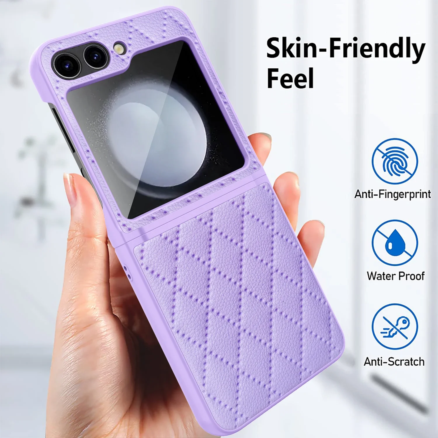 Rhombus Leather Shockproof Hard Shell Phone Case
