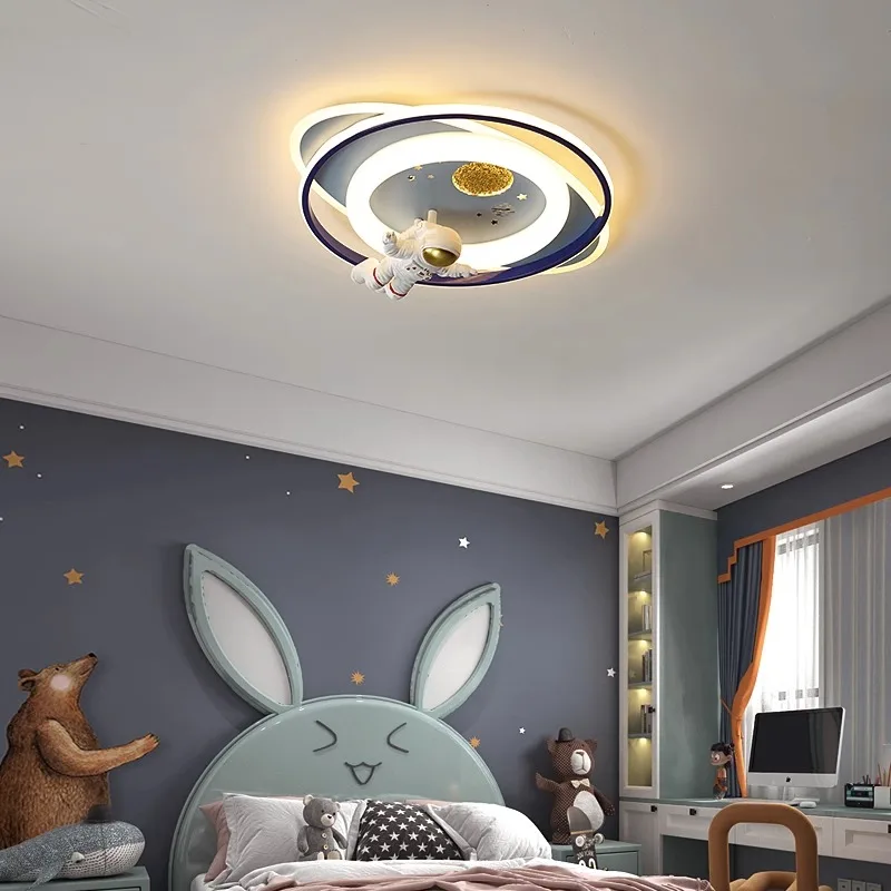 Ceiling Lights for Kids Princess Room Astronaut Boy Girl Bedroom Spaceman Rocket Rabbit Children's Modern LED Chandelier Lamp