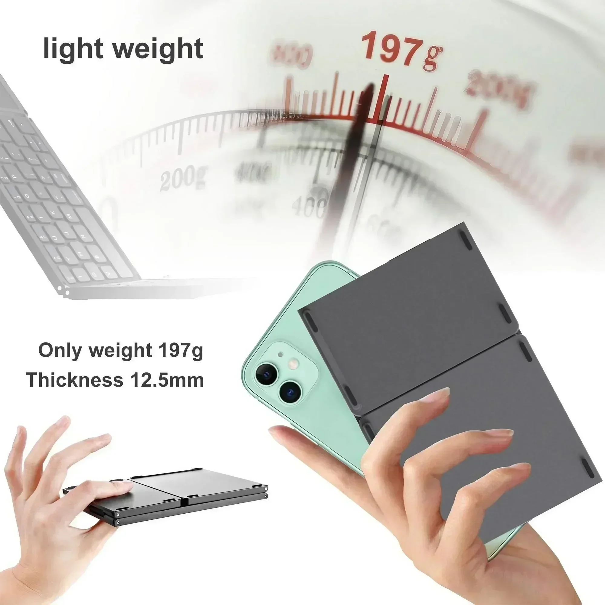 STONEGO Tri-fold Ipad Keyboard for Apple Mobile Phone Tablet Touchpad Portable External Bluetooth Keyboard