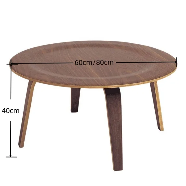 Description Picture 2 of itemMoulded Plywood Round Coffee Table With Wood Legs Living Room Furniture Tea Table Wooden Modern Contemporary Nodric Design