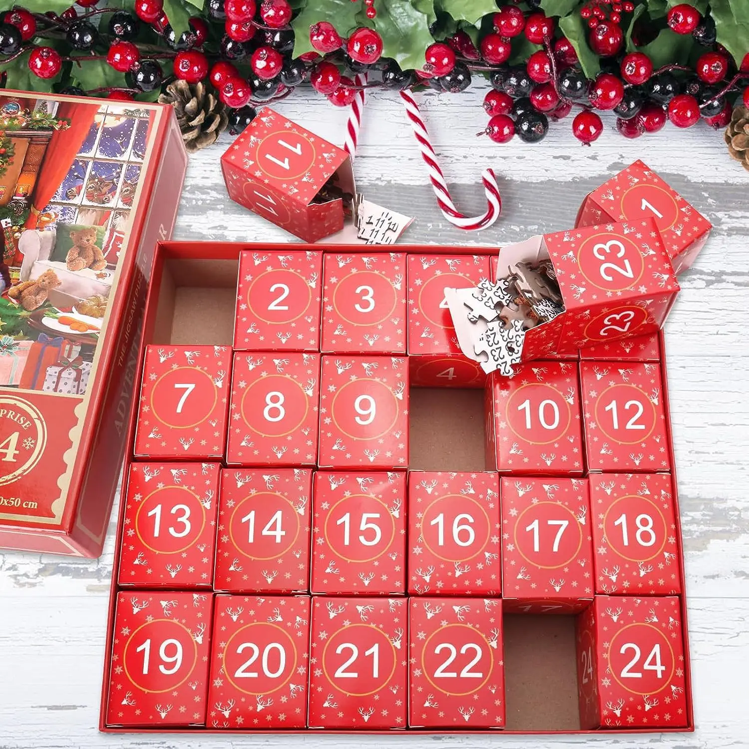 D.G. PLAYER 1008 Pcs Christmas Jigsaw Advent Calendar Christmas Jigsaw Puzzles Countdown Calendar Christmas Themed Party Favors 5