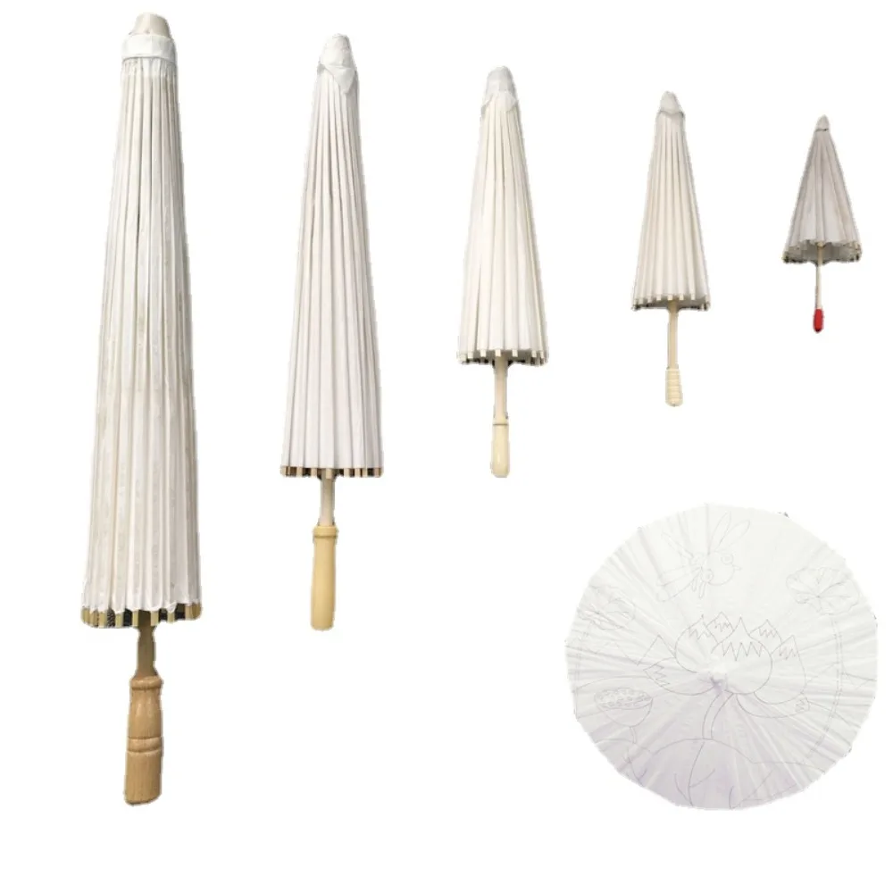 

1Pcs DIY for Baby Shower Long-handle Wedding Birthday Decorative Photography Prop Paper Umbrella Dance Prop Painting Supplies