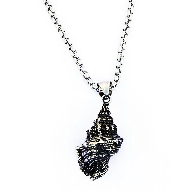 

Beach Surfing Seashell Sea Shell Pendant Stainless Steel Chain Necklace