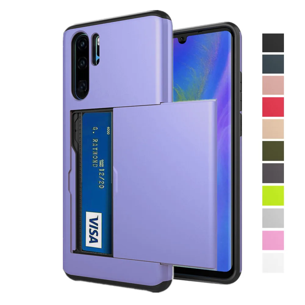 

Armor Slide Card Slots Holder Cover On The For Huawei P30 Pro P 30 Case Capa Coque Funda