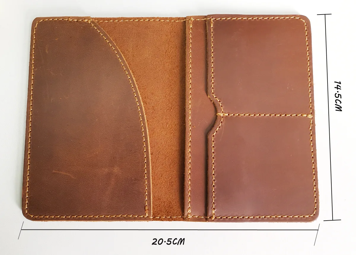 Vintage Crazy Horse Genuine Cowhide Leather Casual Women Men's Passport Cover Credit ID Card Holder Cash Case