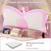 Double Bed Rack with LED Lights and Storage Drawers, Height Adjustable Butterfly Headboard, C-shaped and USB Charging Ports 3