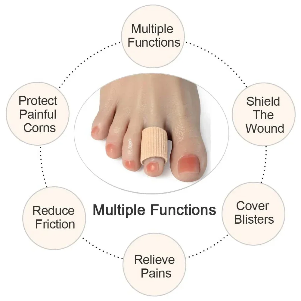 Toe Protector 15cm Silicone Tube Gel Cover Finger&Toe Fabric Gel Bandage Corns Blisters Calluse Pain Relief Foot Care Tools
