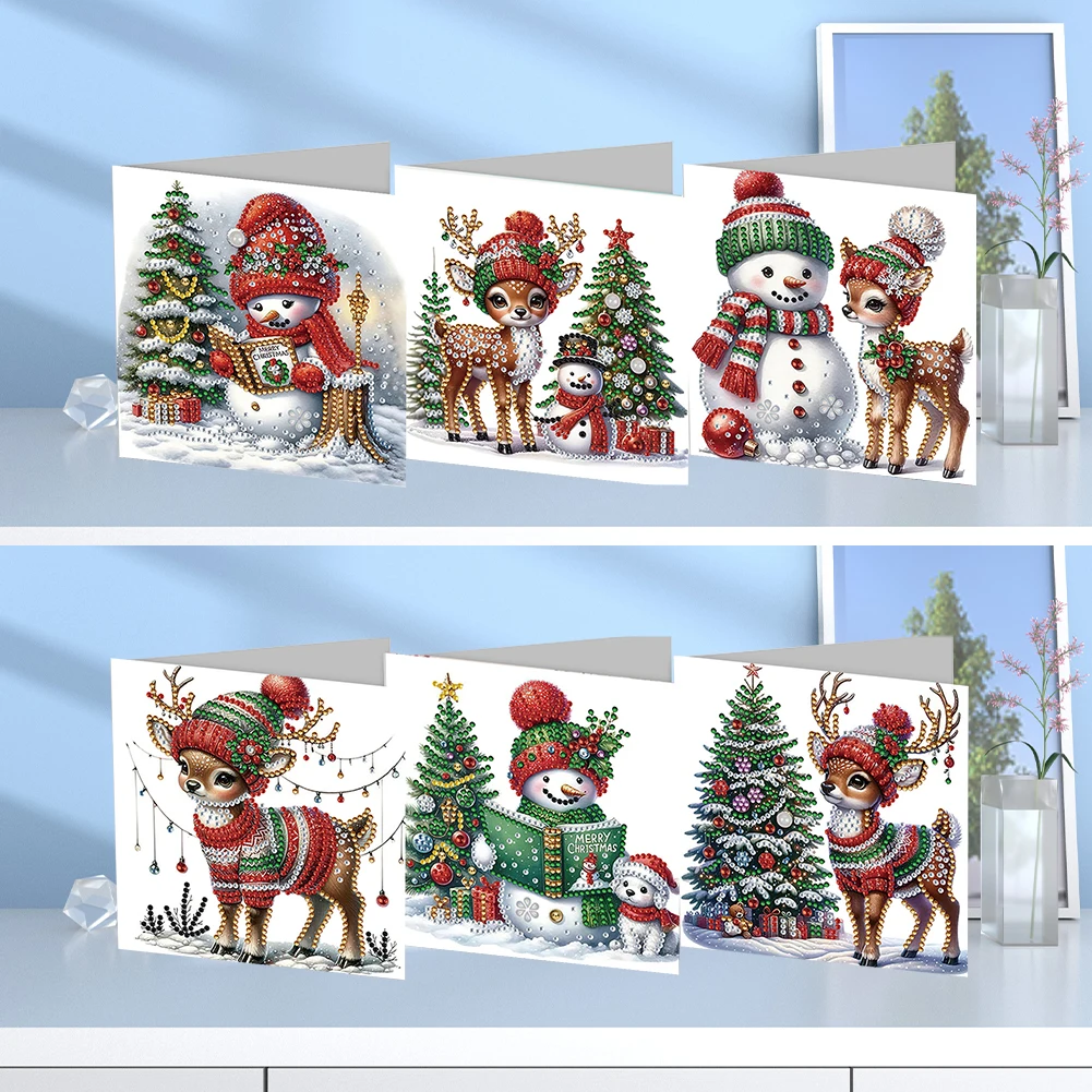 Festive Rhinestone Diamond Painting Greeting Card Set