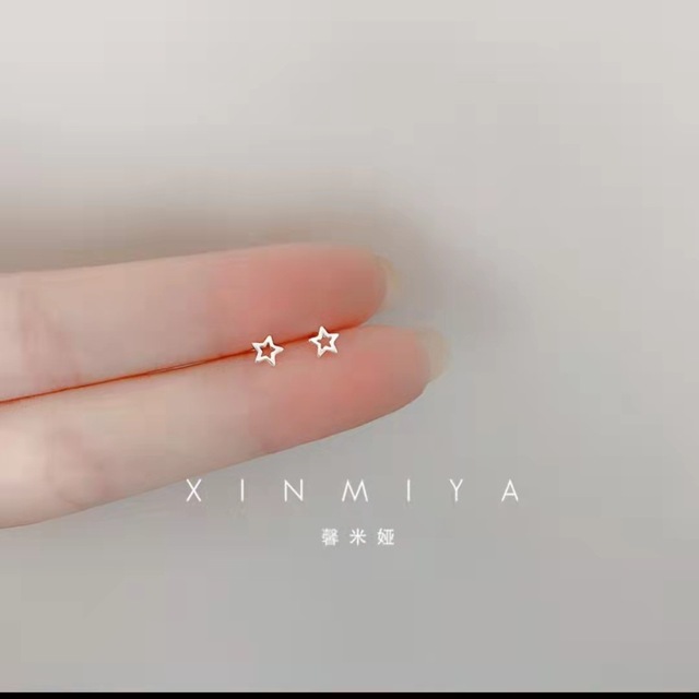 Sterling Silver Korean Mini Small Love Cross Stars Stud Earrings for Women Student Teen Banquet Wedding Jewelry Accessories