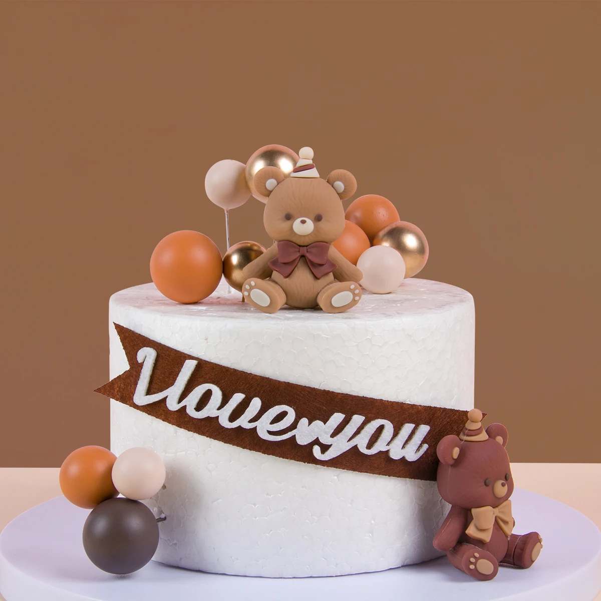 Figura Oso Tarta Baby Shower Cumpleaños Infantil Decoración Tarta Oso  Marrón - Para Baby Shower O Cumpleaños Con Bolas Incluidas Adorno Tarta Oso, image size:1200x1200