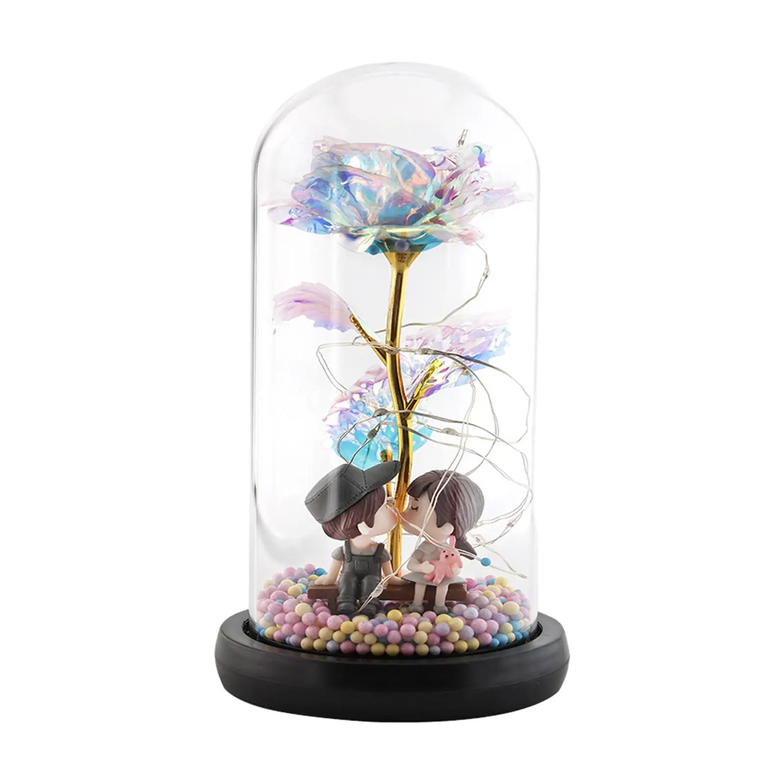 Rose Flower Gifts for Women i Love You Gifts for Her Anniversary Bedside Night Light Eternal Flower Light up Rose in Glass Dome