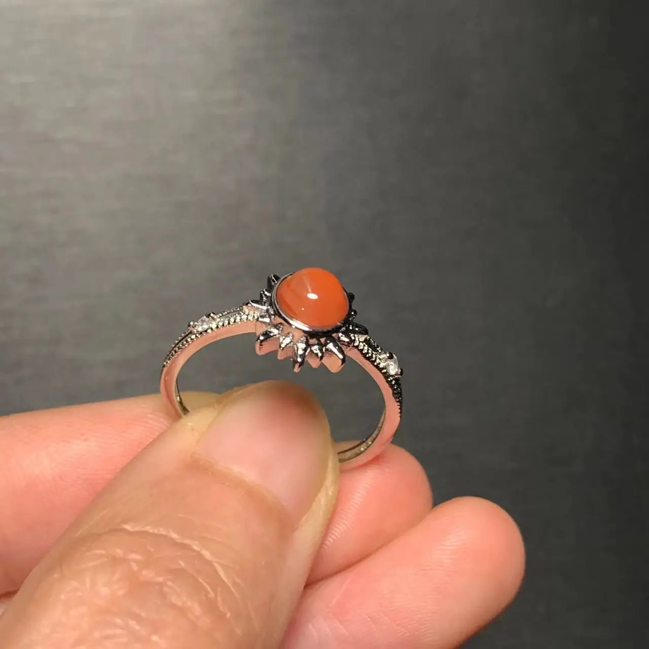 Natural Southern Red Agate Ring Stone Female Handmade Rings Jewelry for Women Gift Purple