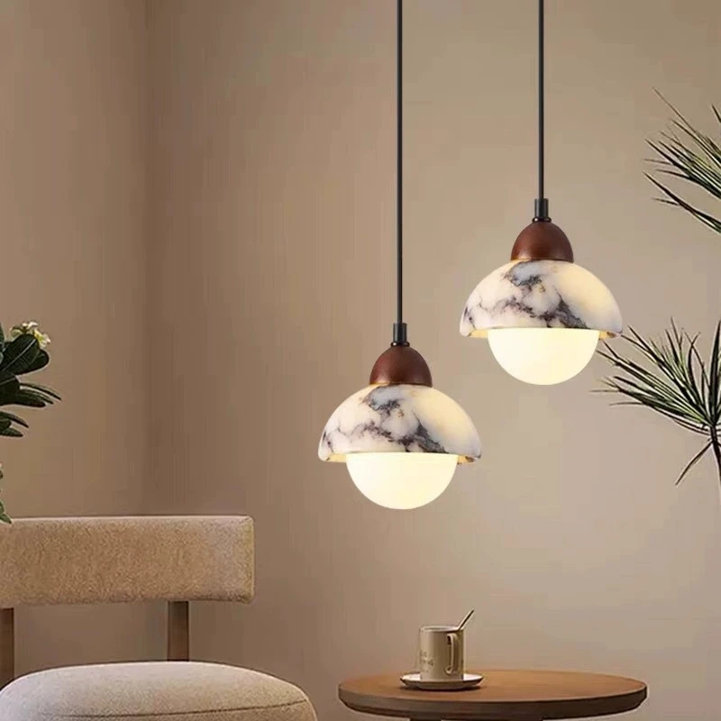 Nordic minimalist high-end Italian minimalist bedside lamp marble patterned pendant light