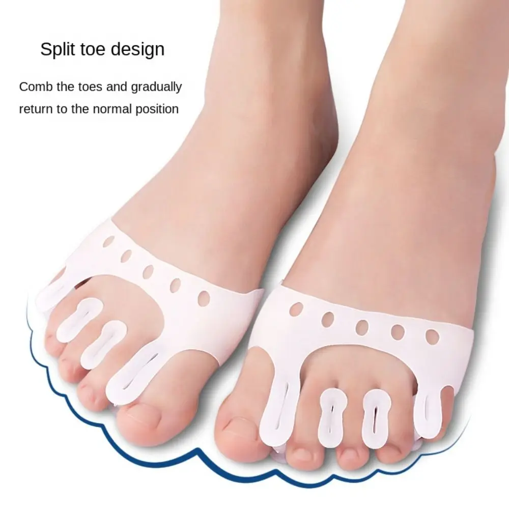 1Pair New Silicone Five Toe Separator Hallux Valgus Spacers Orthopedic Bunion Corrector Forefoot Pads Braces Toe Separator