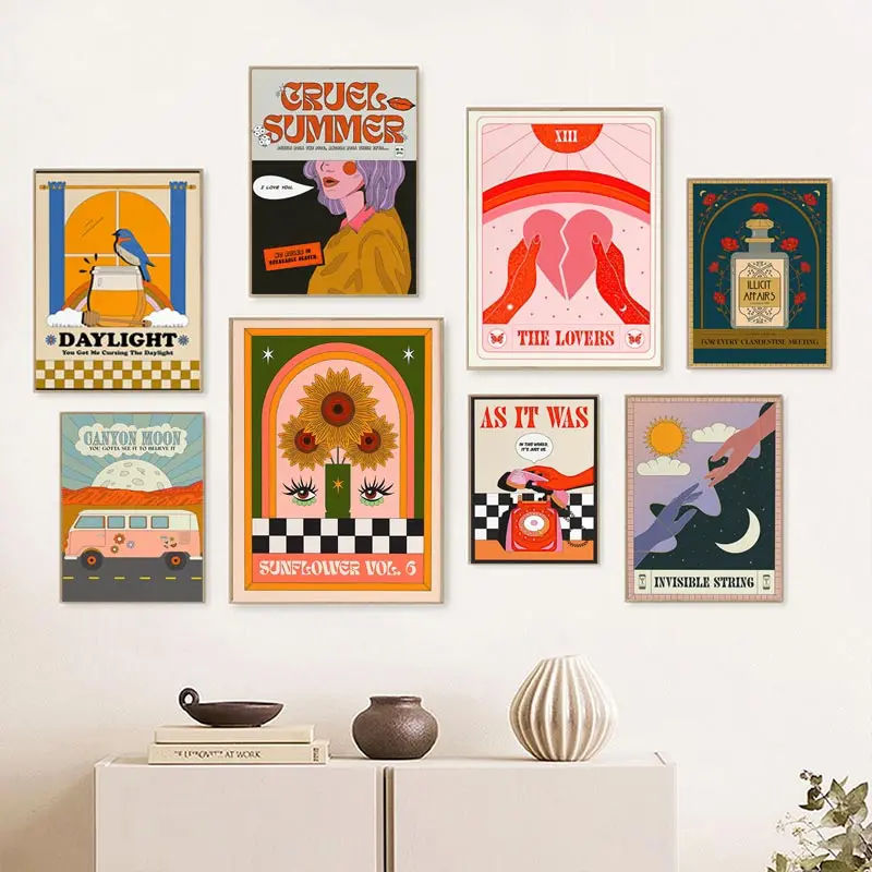 

Abstract Butterfly Car Vase Wines Pop Wall Art Canvas Painting Nordic Posters and Prints Vintage Wall Pictures Living Room Decor